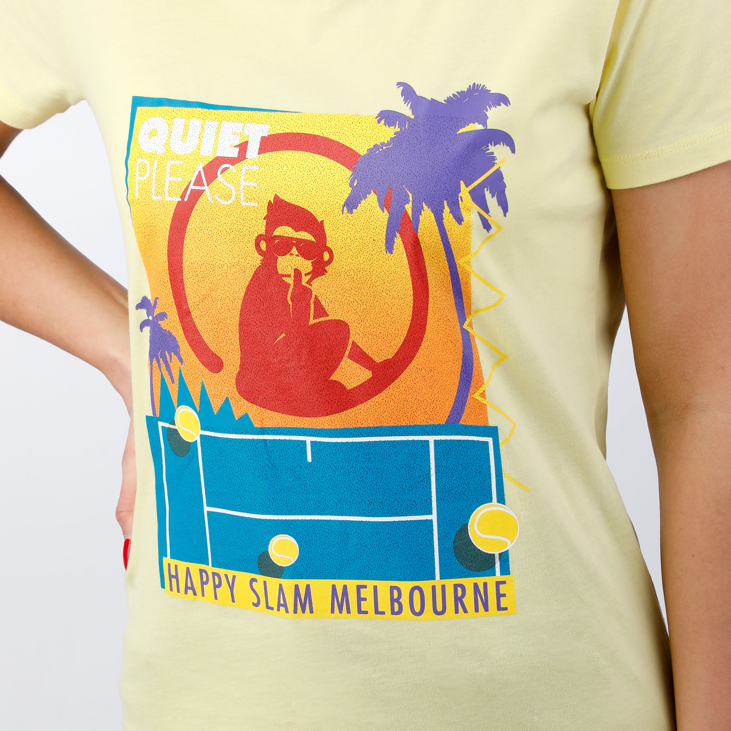Quiet Please Happy Slam T-shirt Femmes - Jaune , Multicouleur