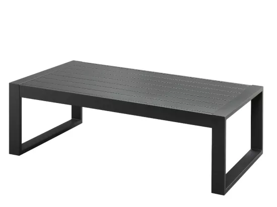 Salon d'angle de jardin en aluminium : un canapé d'angle et une table basse - Anthracite - MOLOKAI de MYLIA