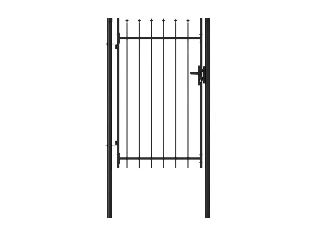 Portillon simple porte avec dessus à pointe Acier 1x1,5 m Noir