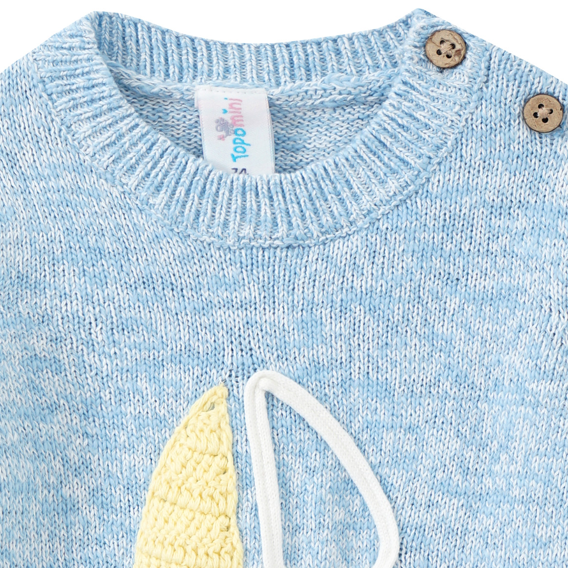 Baby Strickpullover mit Segelboot-Applikation hellblau