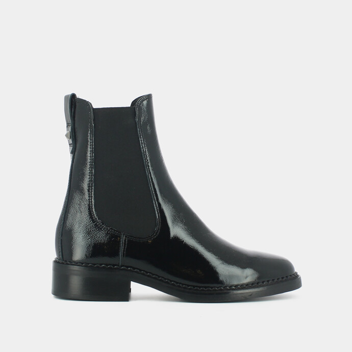 Bottines à élastiques  en cuir vernis noir