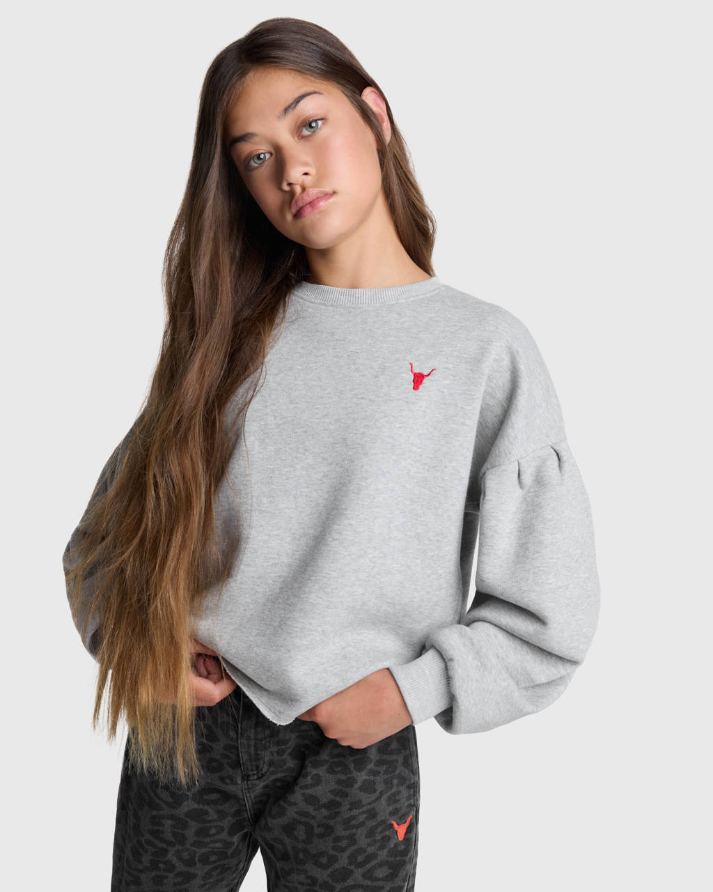 Alix the Label sweater met backprint grijs melange