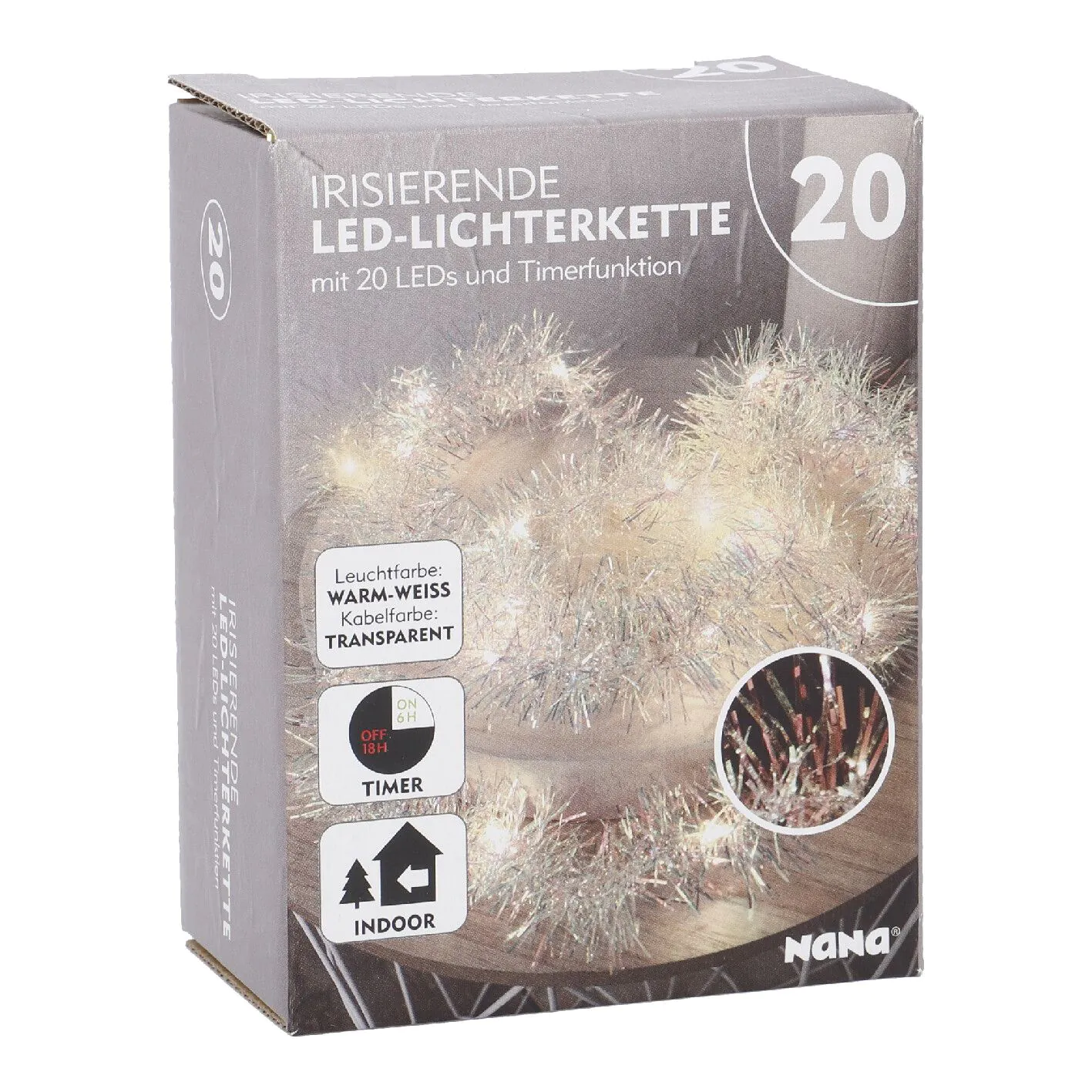 LED-Lichterkette, irisierend/warm-weiß, 20er
