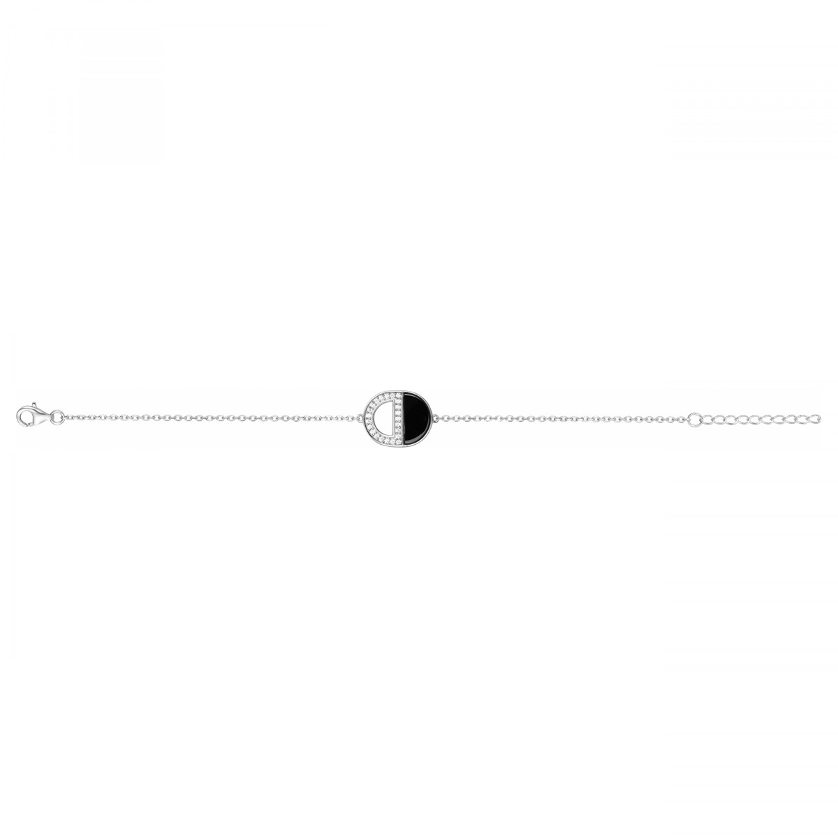 Bracelet souple en Argent avec oxyde de zirconium blanc