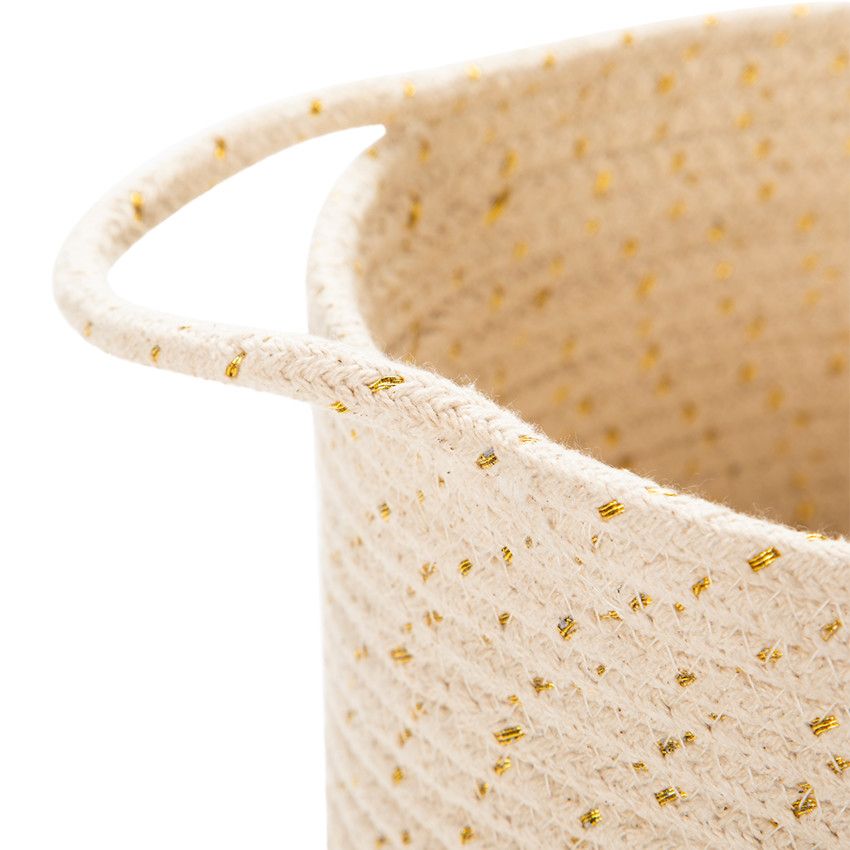 Panier de rangement en coton et lurex - Ecru