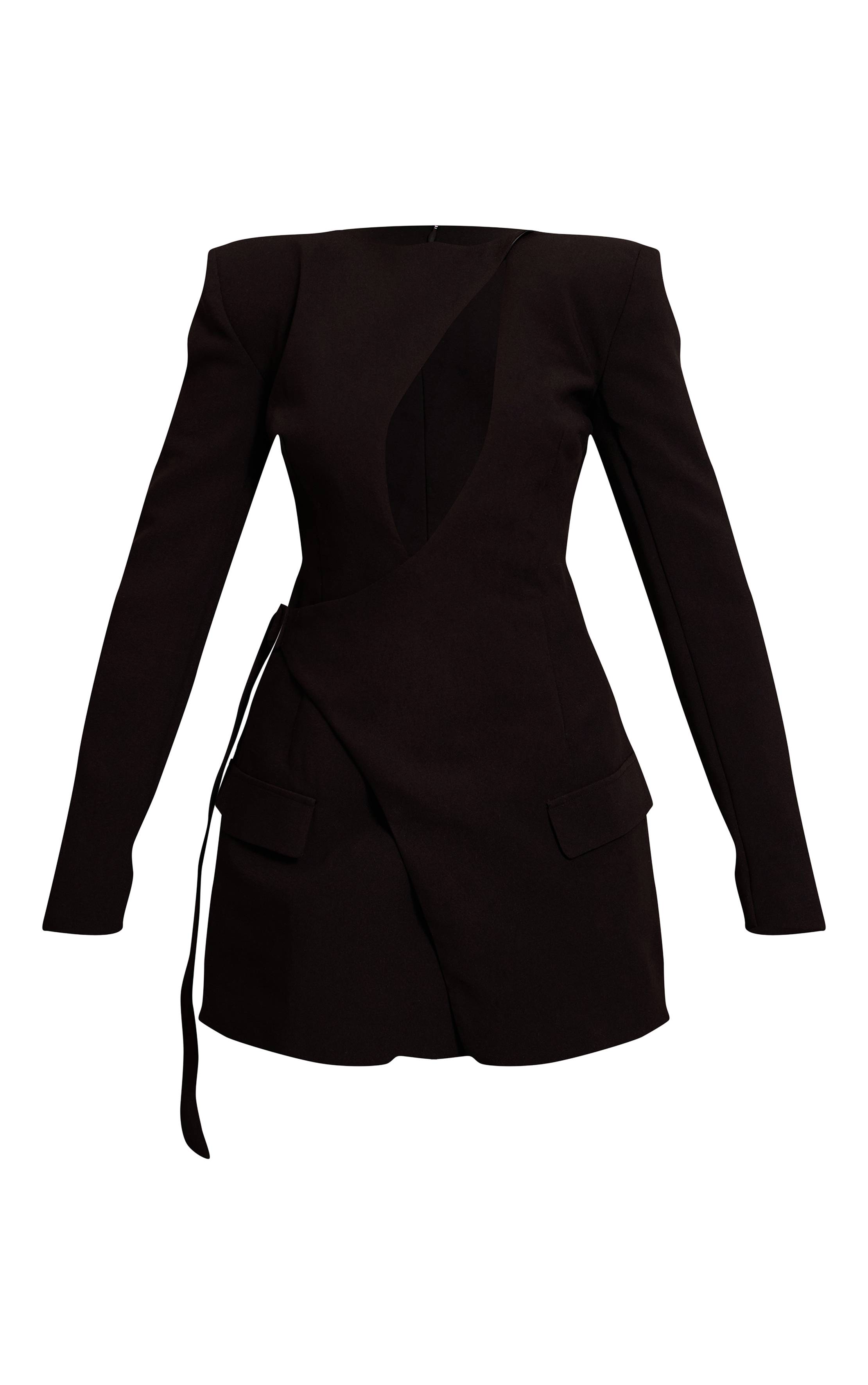 Noir Robe Blazer Plt Label Ajustée À Découpe Asymétrique