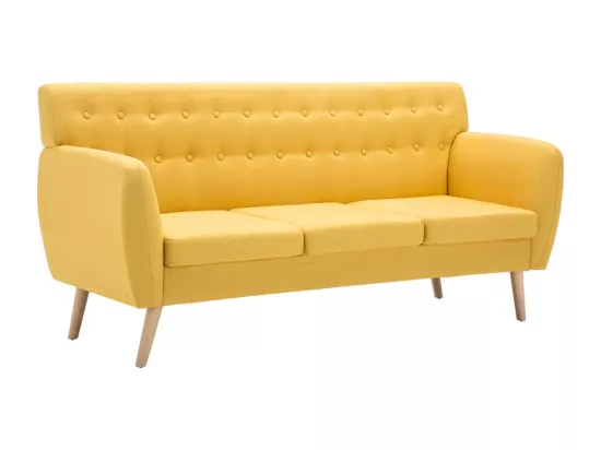 NETTLIFE Canapé à 3 places revêtement en tissu 172x70x82 cm jaune