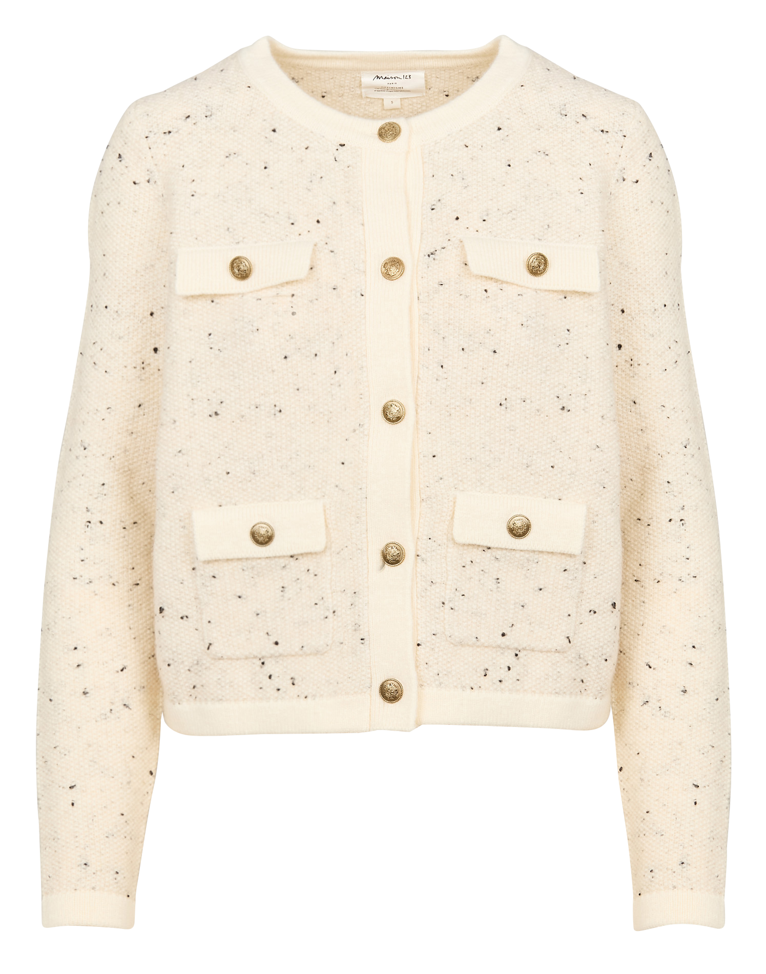 CHARLINE - Cardigan col rond droit en maille | Beige