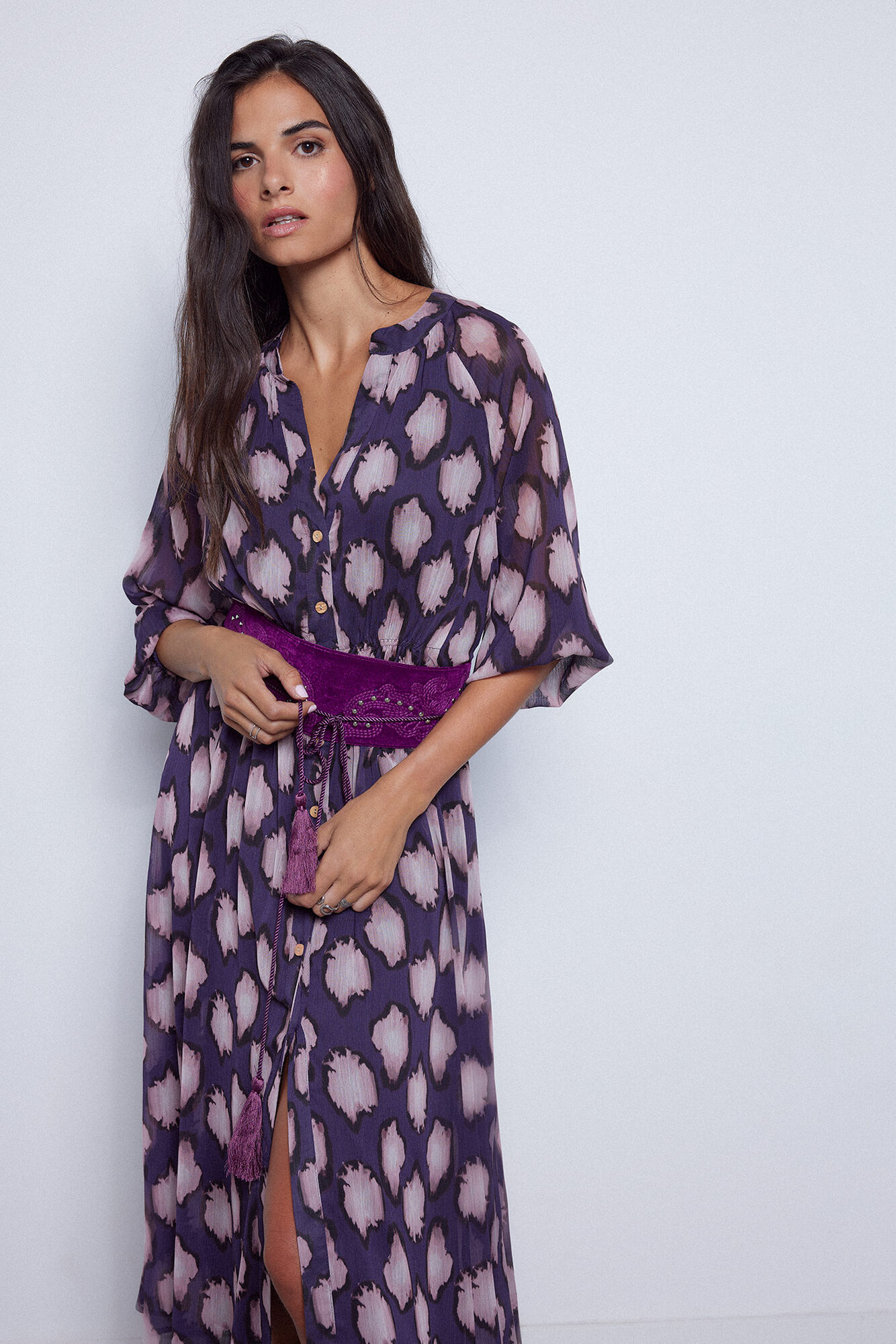 vestido com estampa ikat