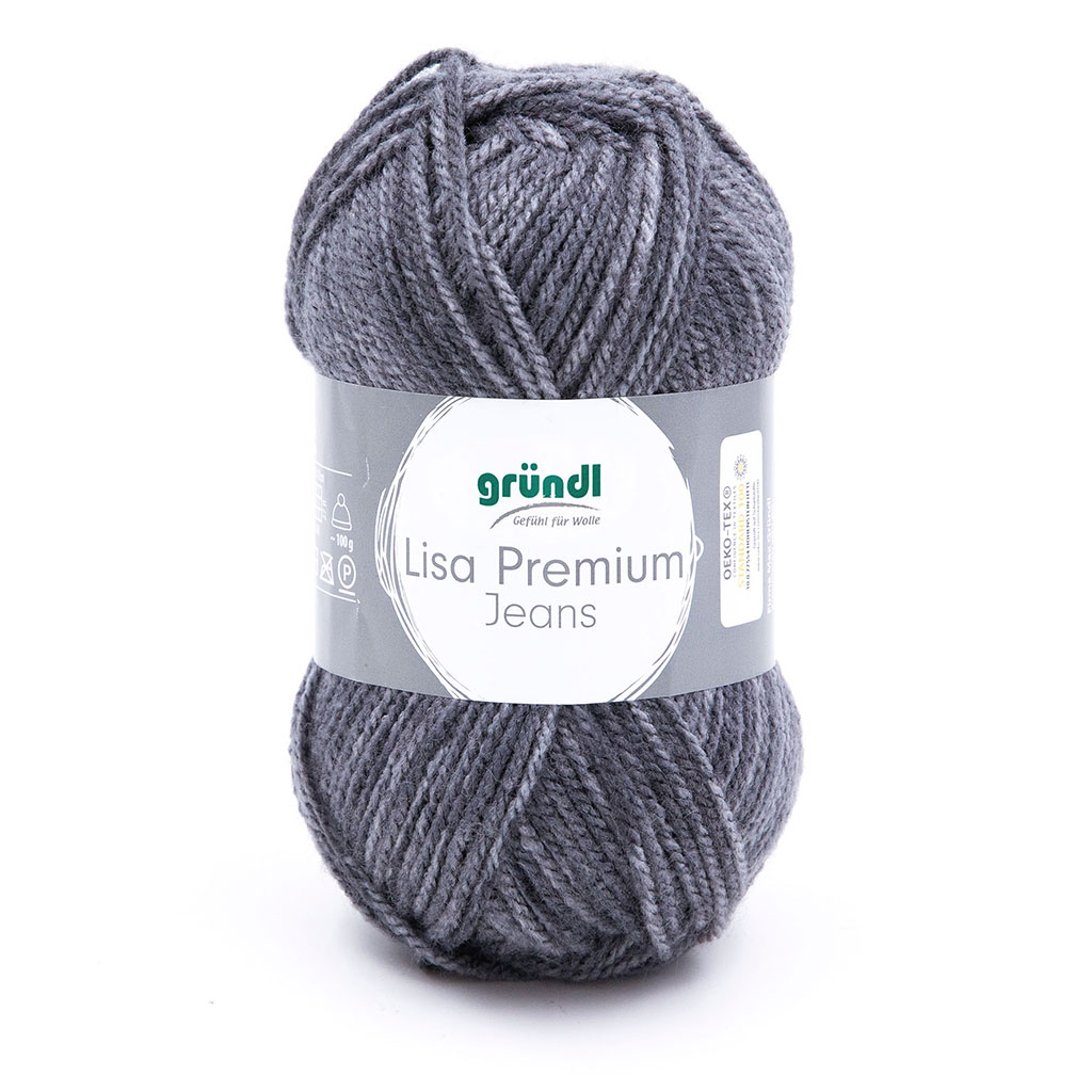 Pelote de laine LISA PREMIUM JEANS gris chiné 50g