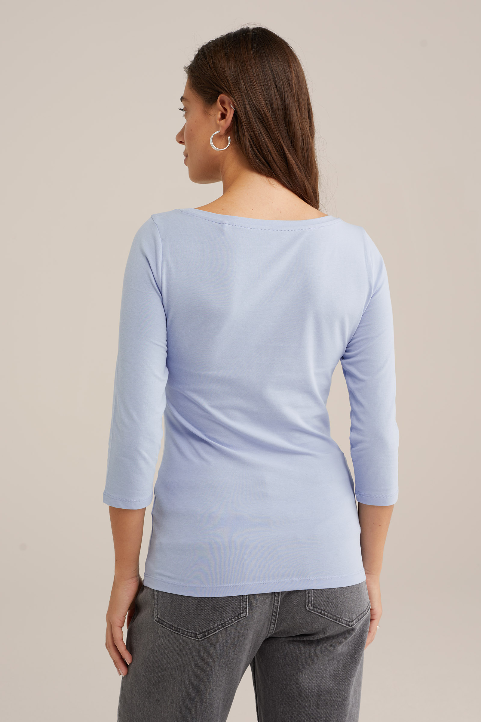 T-shirt met driekwart mouwen WE Fashion Lichtpaars