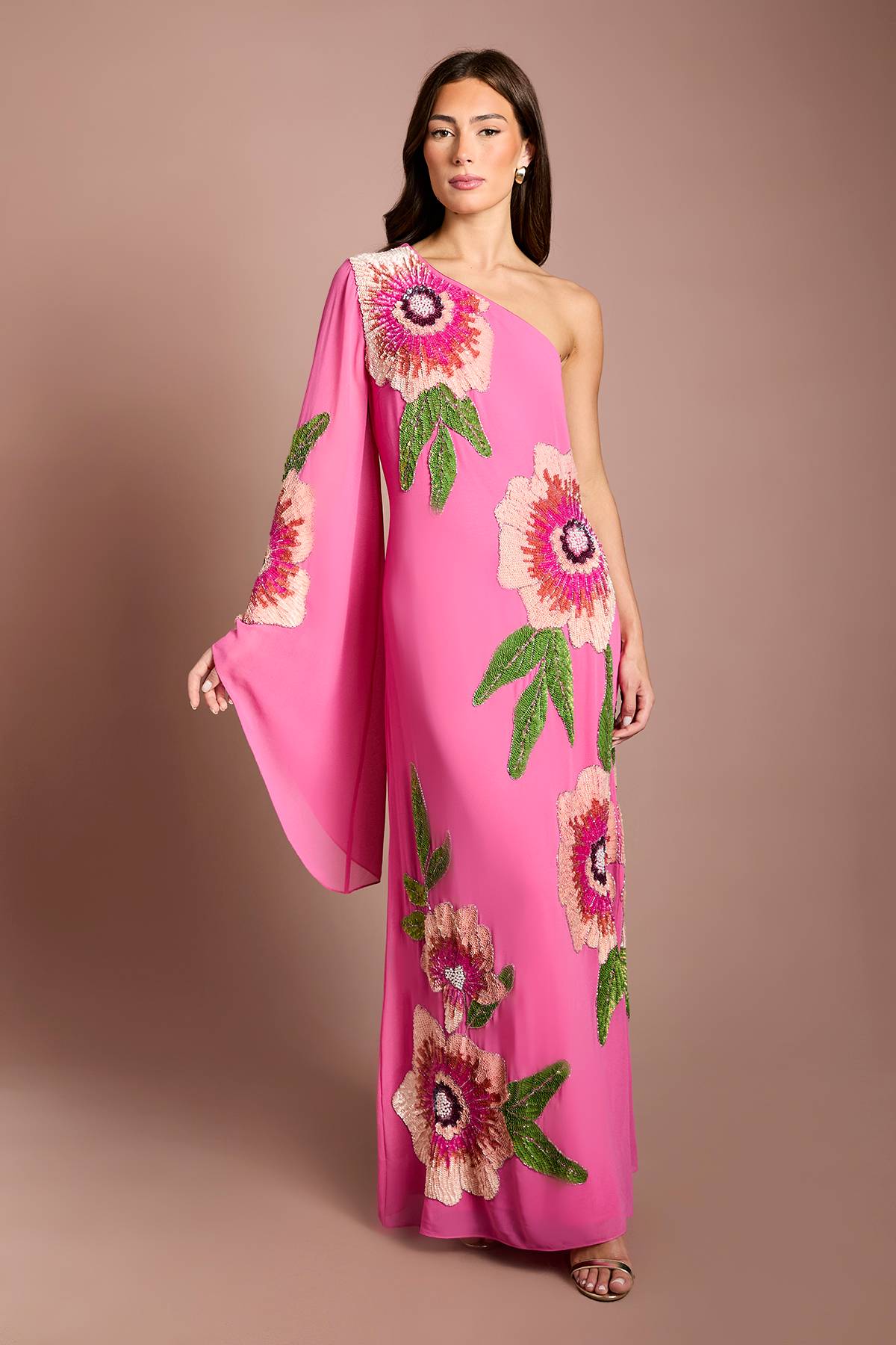 Coast Robe Longue Coast Muse Asymétrique À Une Épaule Ornée De Motifs Floraux