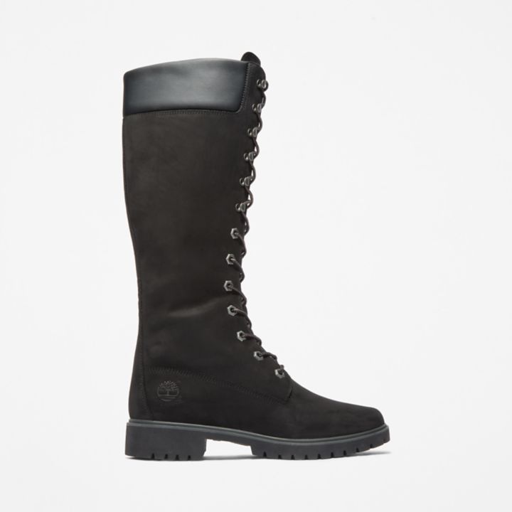 Bota Timberland Premium de 14 polegadas para mulheres na cor preta.
