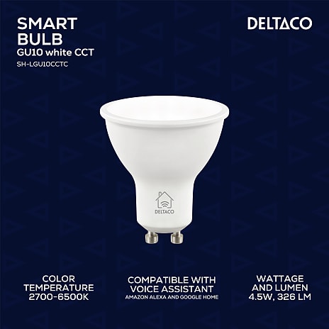 Deltaco Smart LED-pære GU10 - hvid