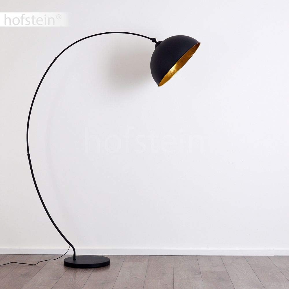 Stehlampe Miranda, Vintage Stehleuchte aus Metall in Schwarz/Gold, 1 x E27-Fassung, Leuchte im Retro-Design m. Fußschalter am Kabel in Blattgold-Optik, ohne Leuchtmittel