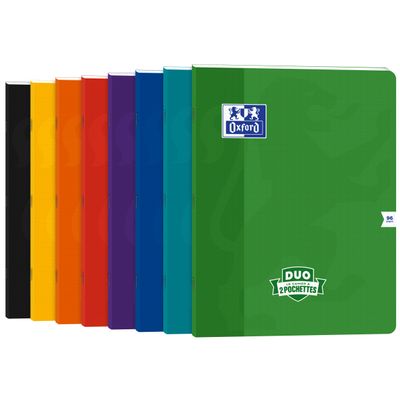 Oxford Duo - Cahier polypro 24 x 32 cm - 96 pages - grands carreaux (Seyes) - disponible dans différentes couleurs