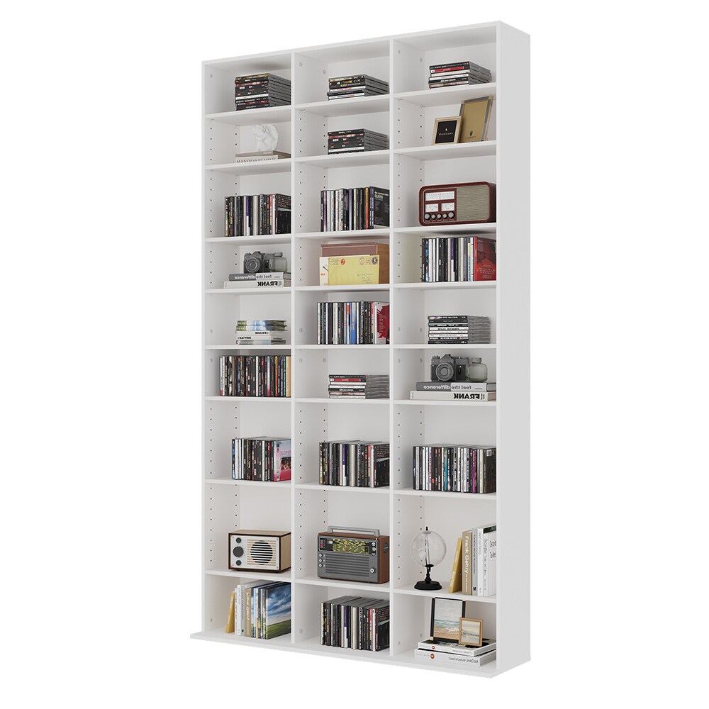 Vicco CD-Regal Anna, 102 x 178 cm, Weiß, Standregal mit 27 Fächern für 1080 CDs