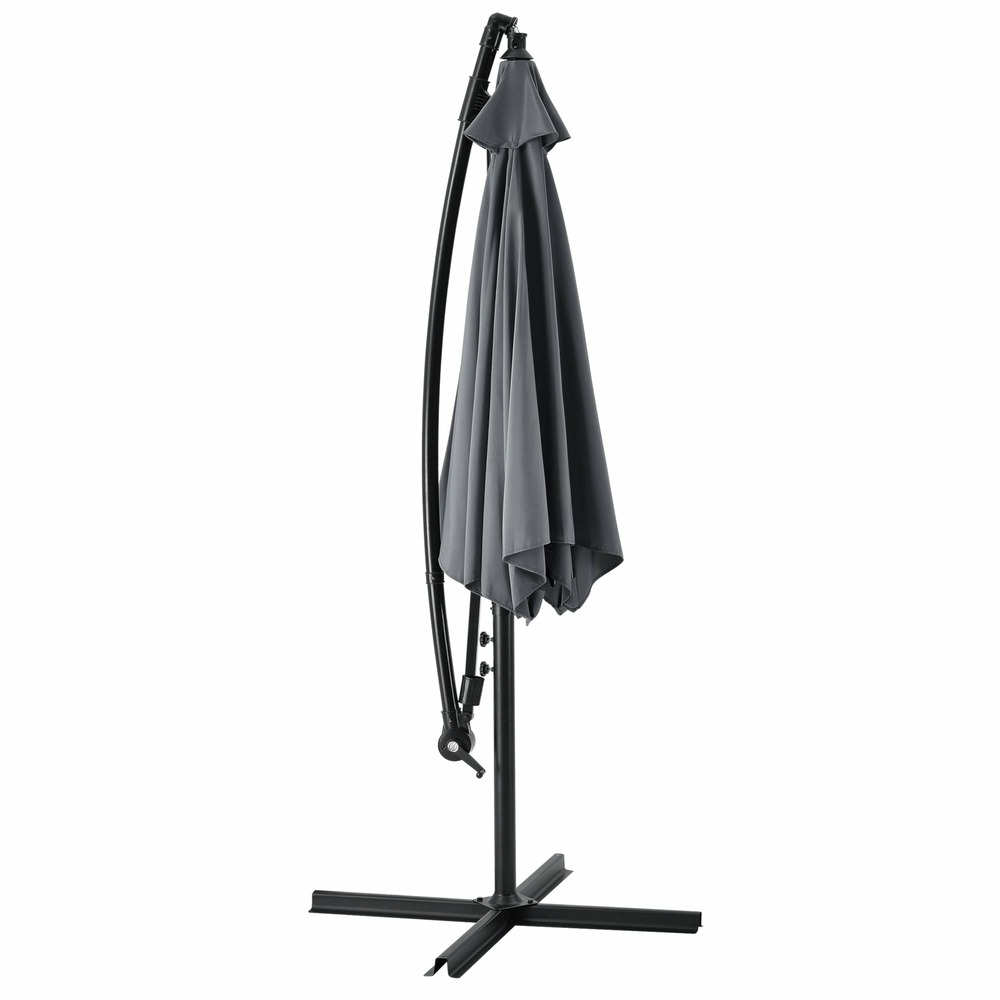 Parasol déporté hexagonal avec manivelle inclinable imperméable uv diamètre 270 cm gris