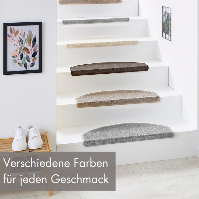 Andiamo Stufenmatte »Casablanca, Made in Netherlands« halbrund 6,5 mm Höhe Uni Farben, selbstklebend, strapazierfähig, 15 Stück in einem Set