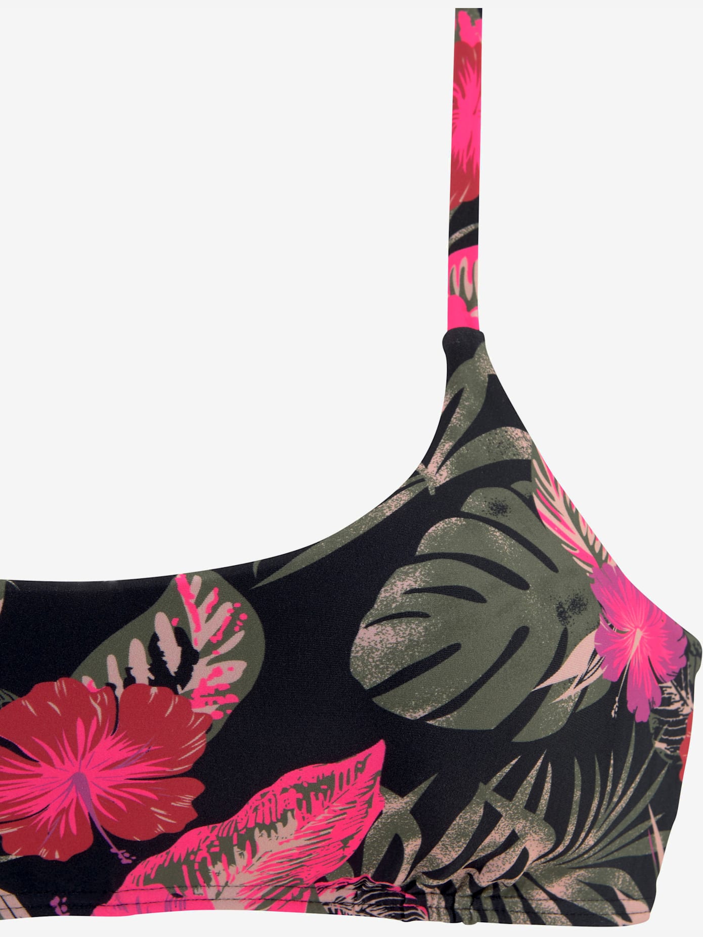 Haut de bikini bustier imprimé tropical