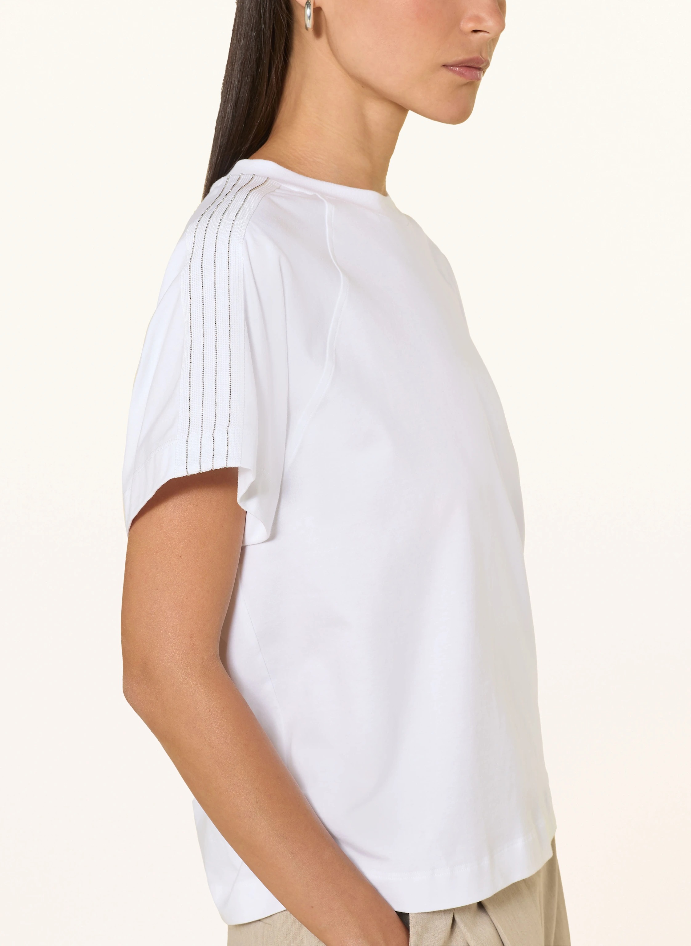 PESERICO T-Shirt mit Schmuckperlen