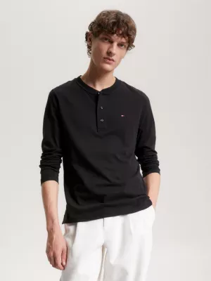 Camiseta Henley de manga comprida e corte justo