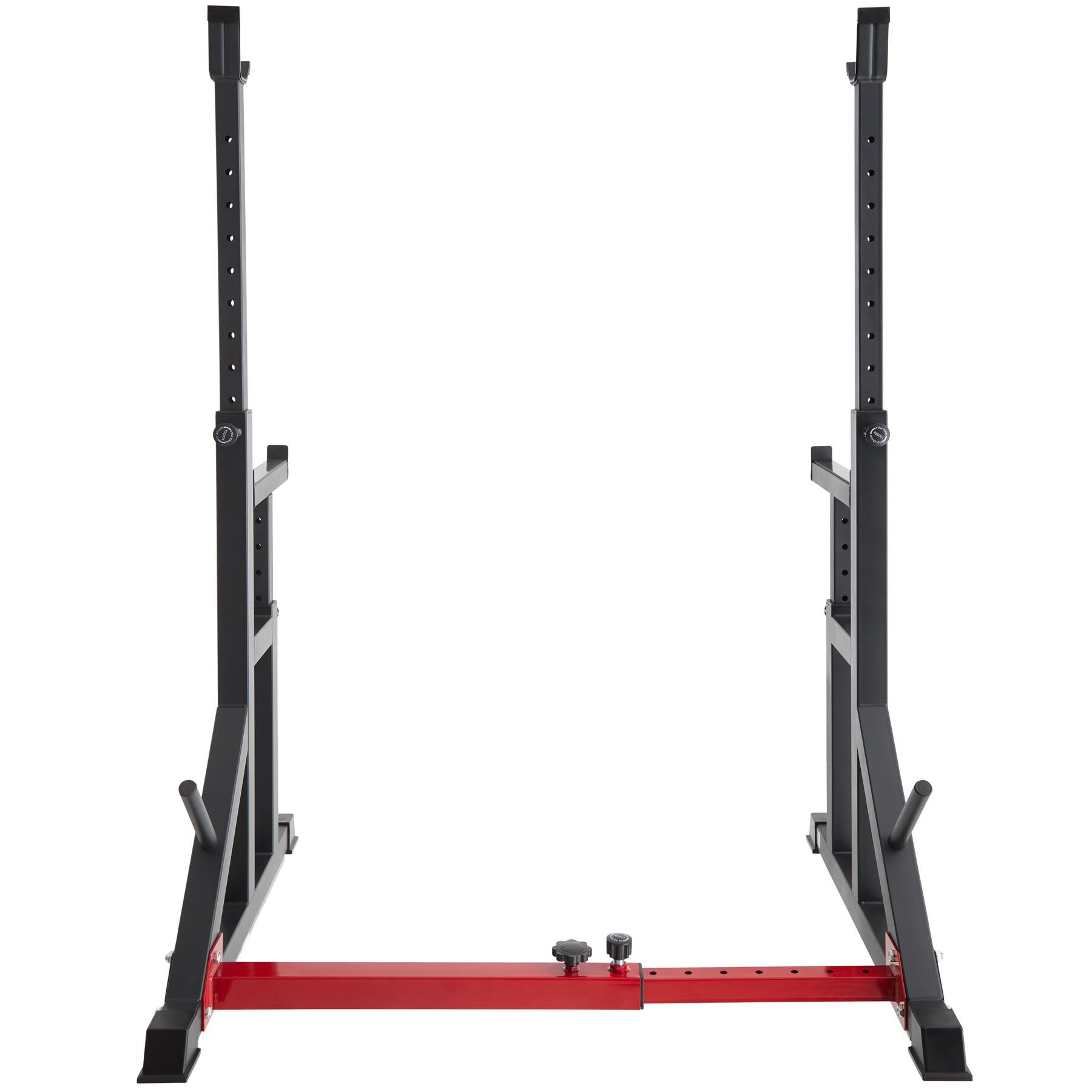 tectake® Squat Rack, multifunktional, Höhe und Breite verstellbar, bodenschonende Kunststoffkappen, inklusive 2 Aufnahmen für Hantelscheiben