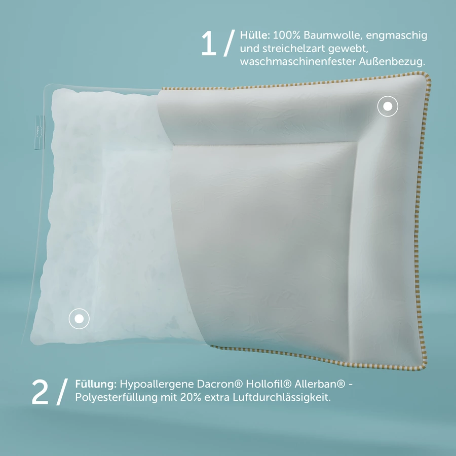hibboux® Kopfkissen & Bettdecke Sense No Allergy Set White