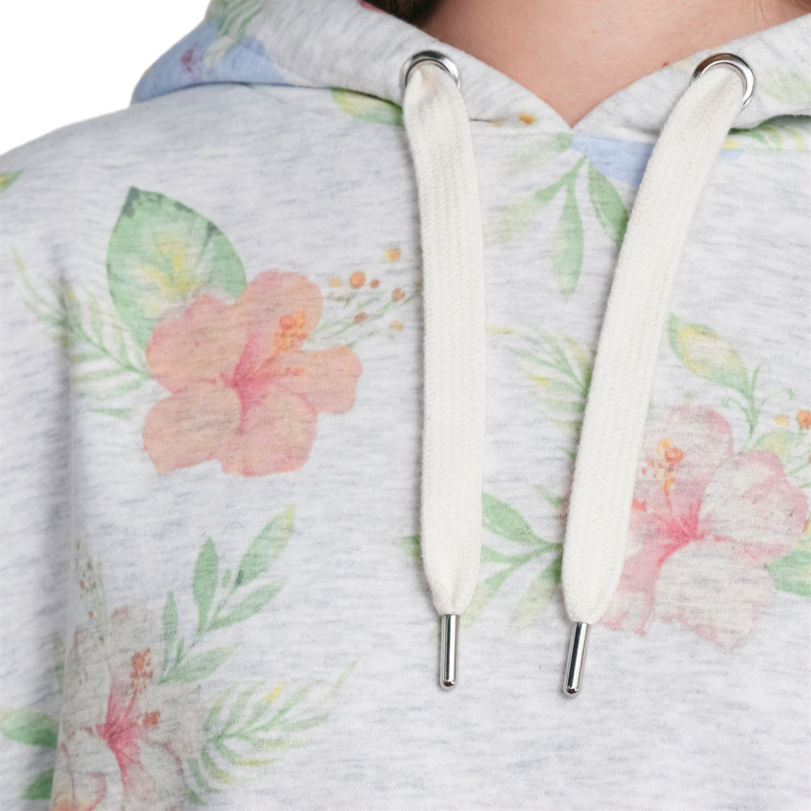Gina Damen Hoodie mit Aquarell-Print hellgrau / bunt