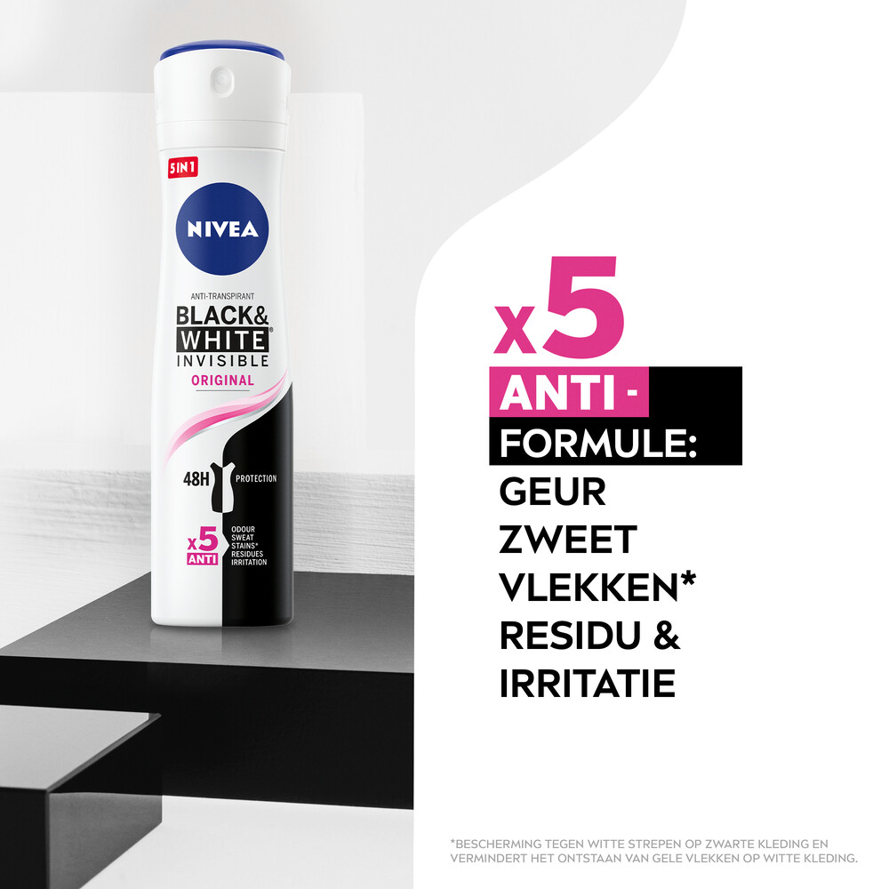 6x Nivea Deodorant Spray Invisible For Black & White Clear150 ml