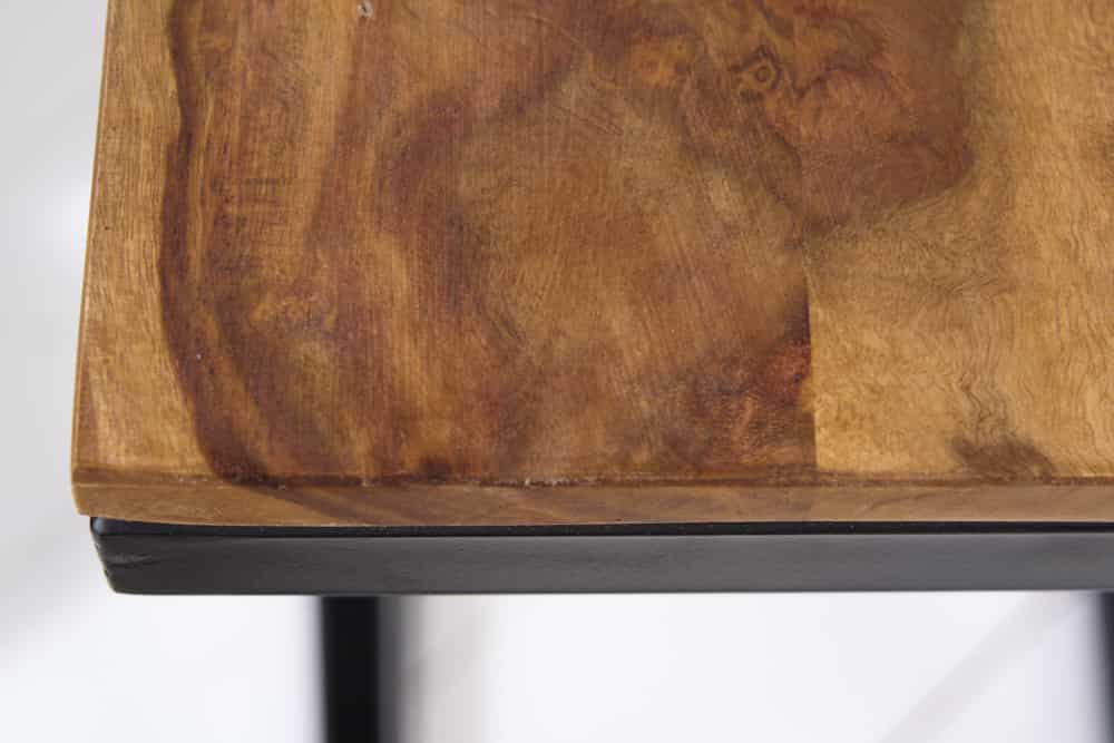 Massivholz Beistelltisch BUTLER 60cm braun Sheesham stone finish schwarz Metall