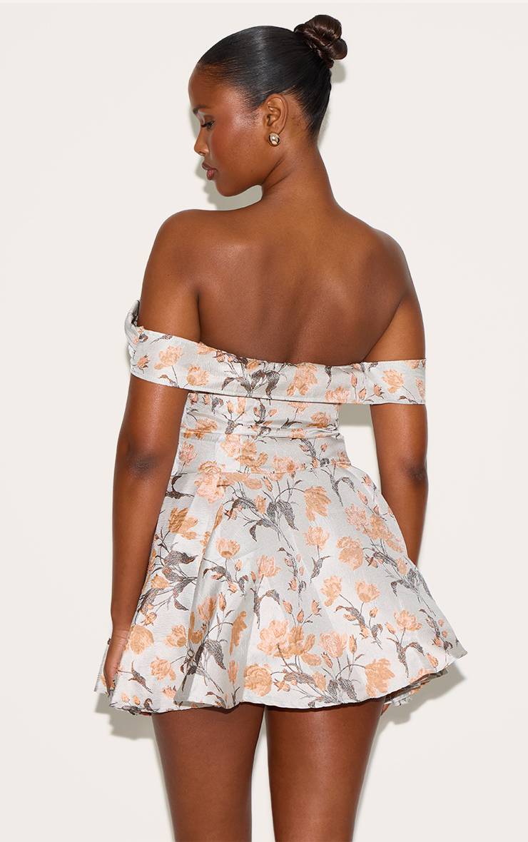 Bleu Robe Droite Jacquard À Épaules Dénudées