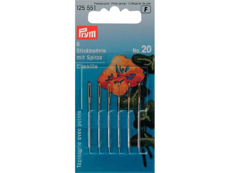 Prym Sticknadel Nr. 20, 6 Stück Nadeln geeignet für tolle Stickarbeiten