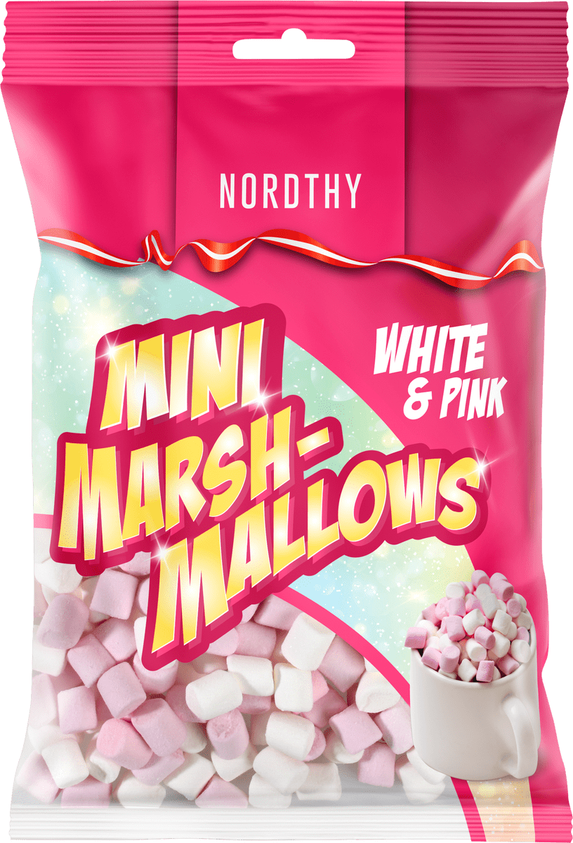 Nordthy Mini Marshmallows Hvid/pink - 160  g