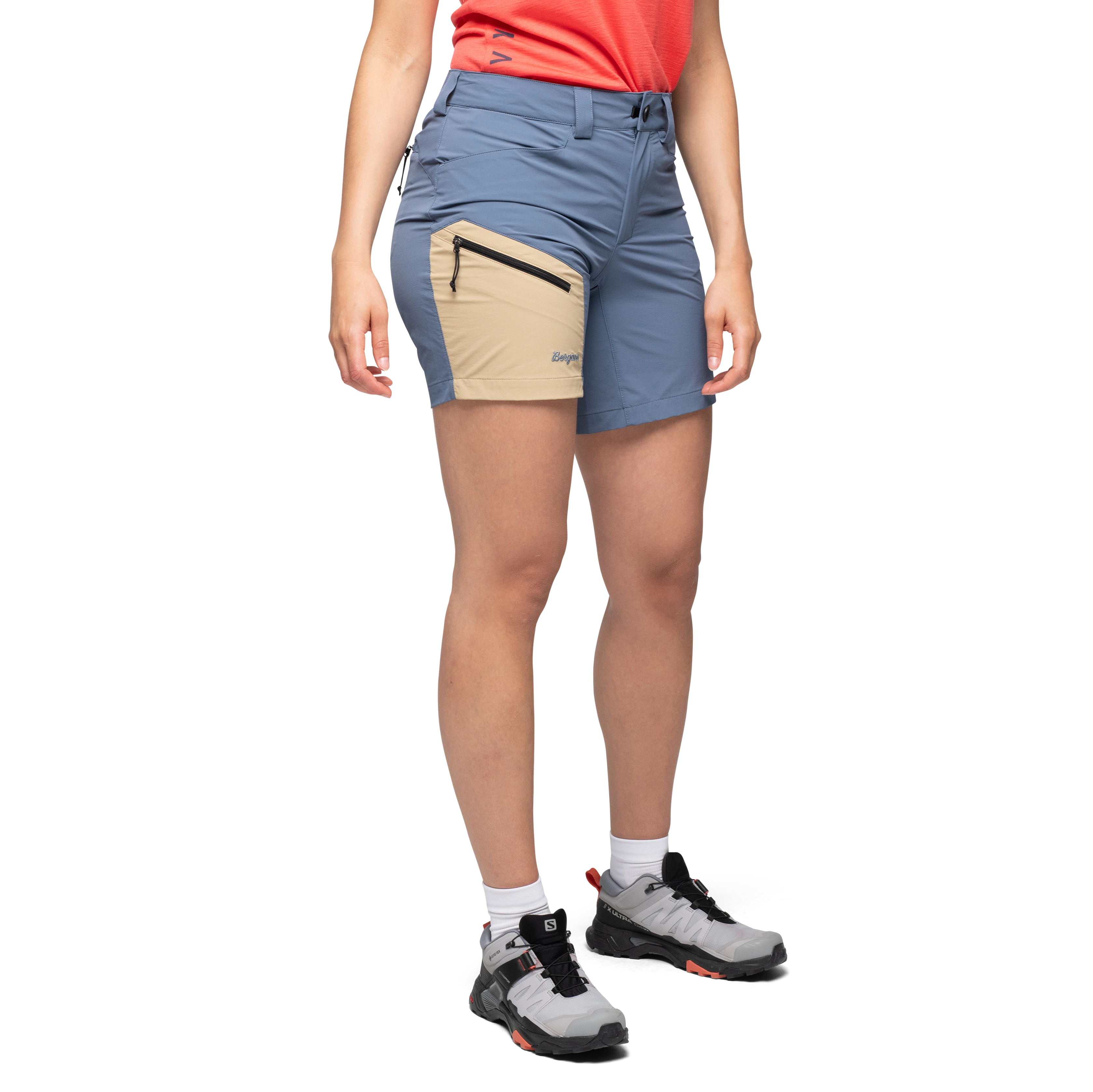 Vaagaa Light Softshell Shorts Women Granite Blue / Warm Sand