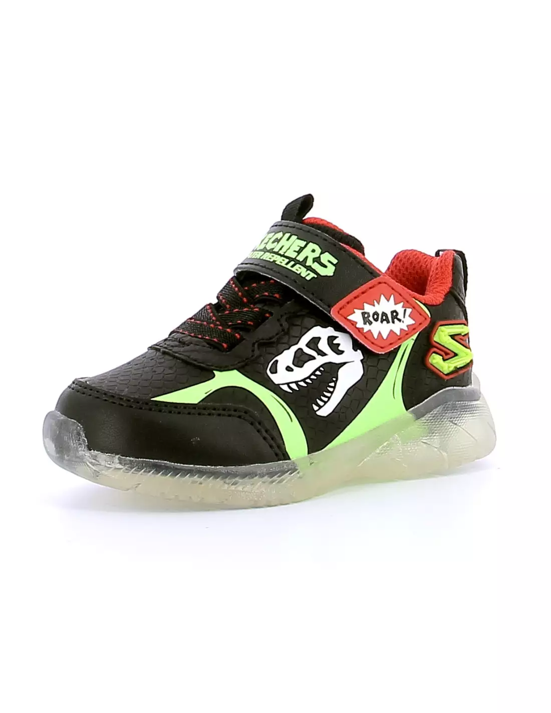 SKECHERS S LIGHTS ILLUMI BRIGHTS DINO GLO - Baskets BLACK&LIMESYNTHETIC/REDTRIM