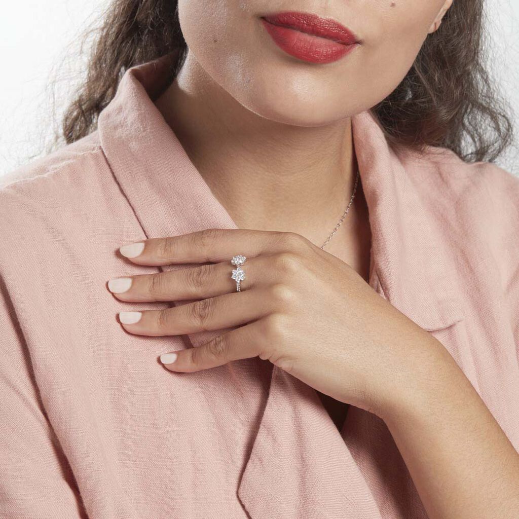Bague Ajustable Sarette Argent Blanc Oxyde De Zirconium