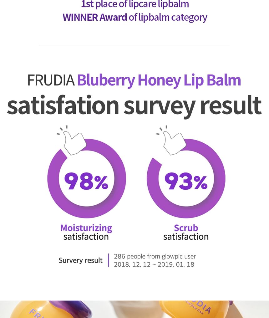 FRUDIA - Hydraterende lippenbalsem met honing en bosbessen in tubevorm