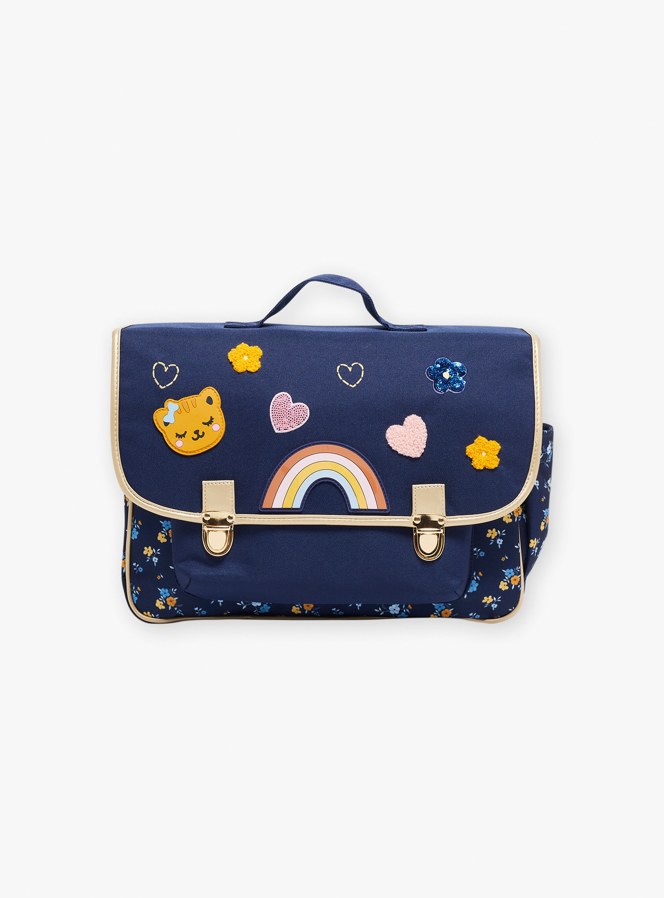 Cartable bleu marine fantaisie en toile