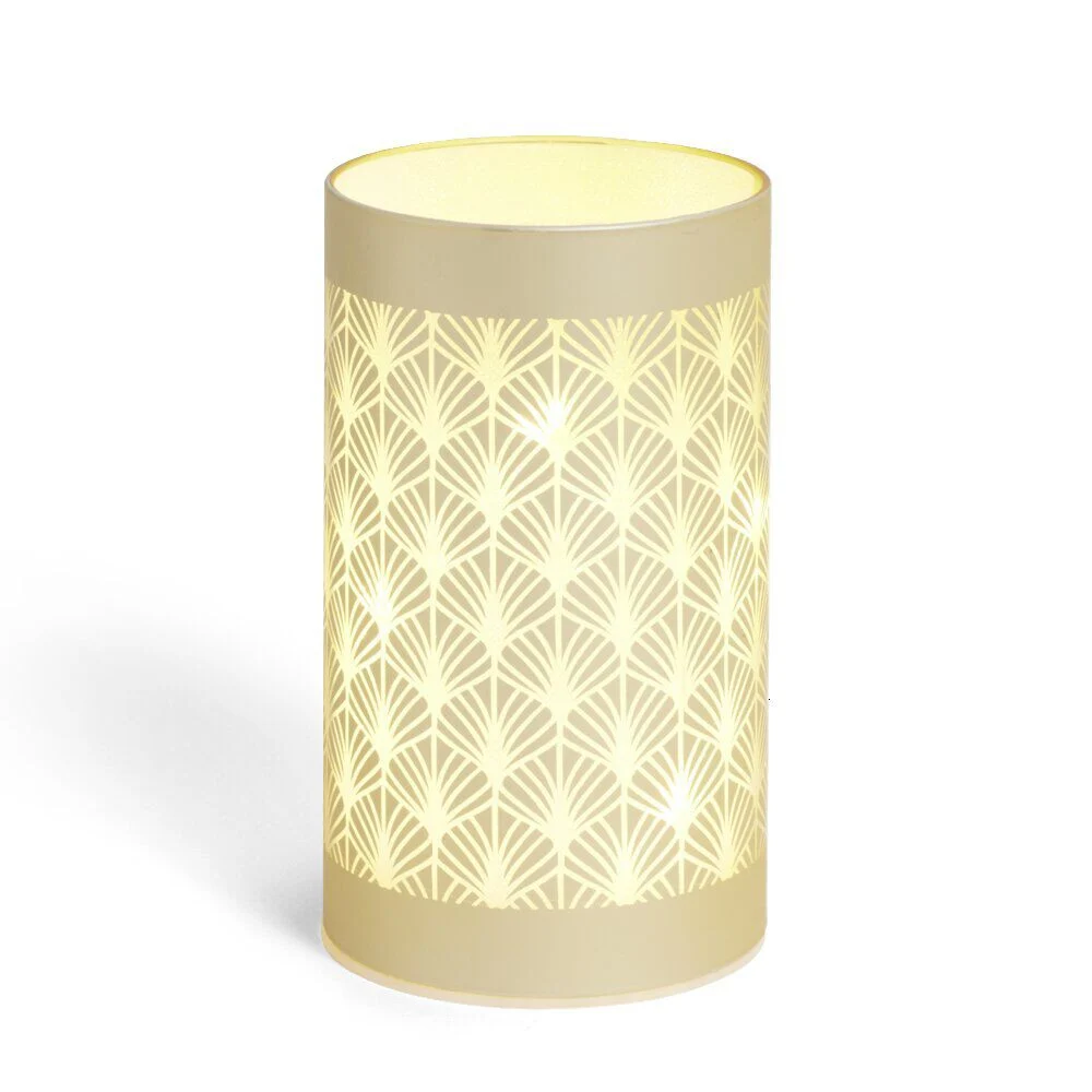 Lanterne LED motif éventail en verre doré Ø9xH15cm