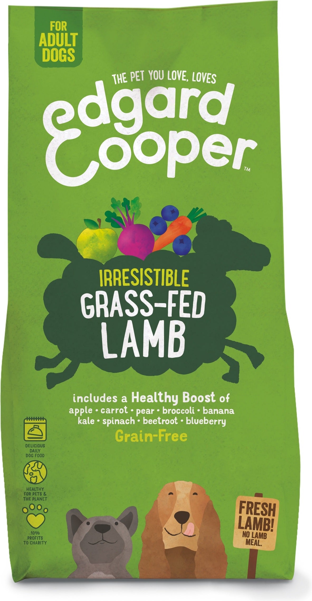 Edgard & Cooper hondenvoer verse graslam adult 12 kg