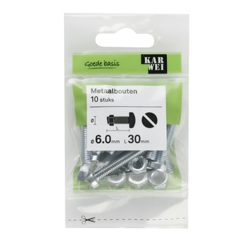 KARWEI metaalbout verzinkt 6x30 mm 10 stuks