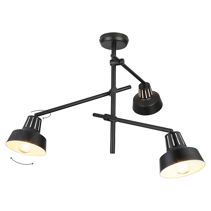 Plafonnier 3 lumières E14 10W GoodHome Yarra noir mat L.60 x L.52 x H.51 cm