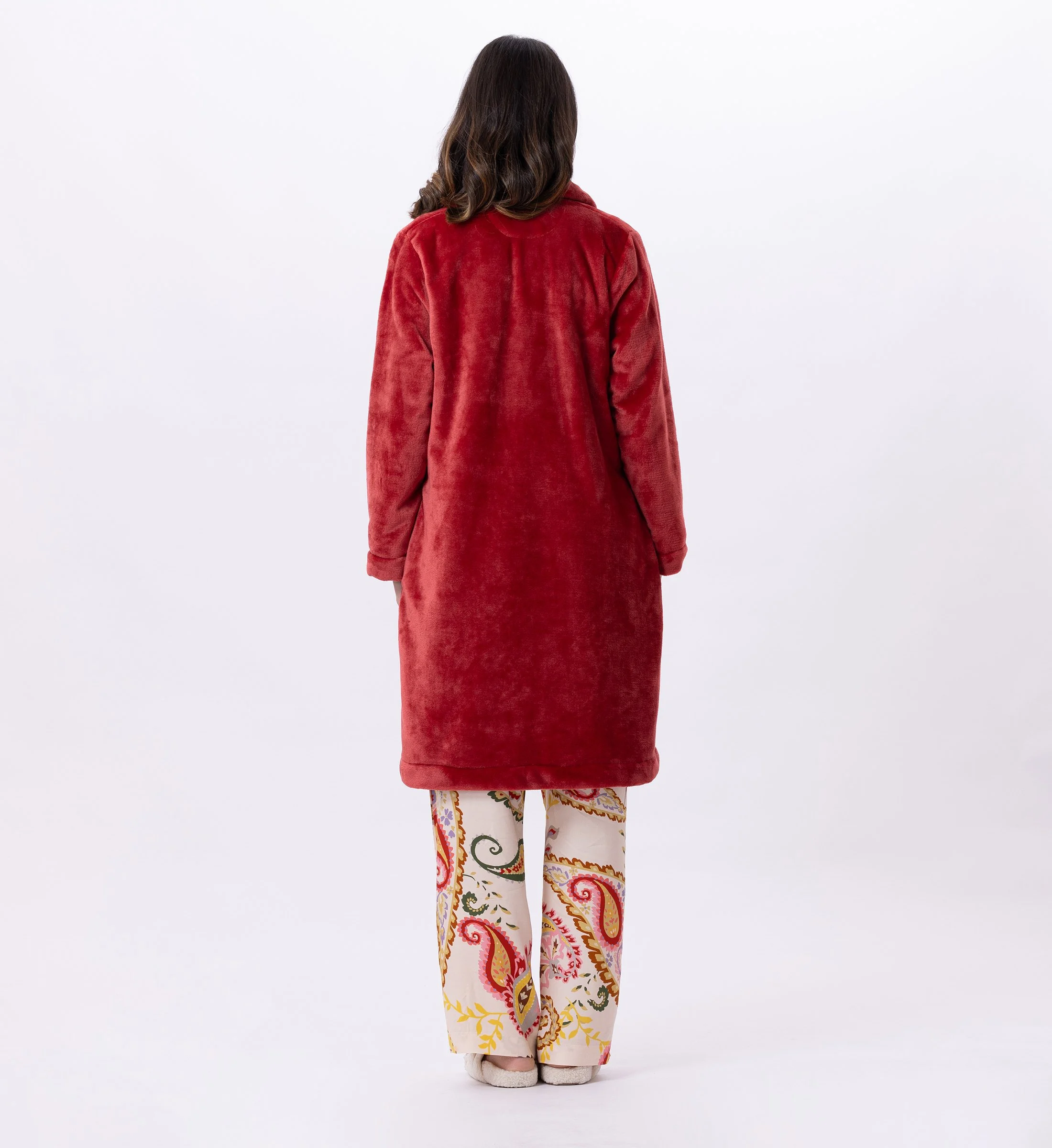 ESSENTIEL 855 - Robe de chambre en peluche flanelle | Rouge