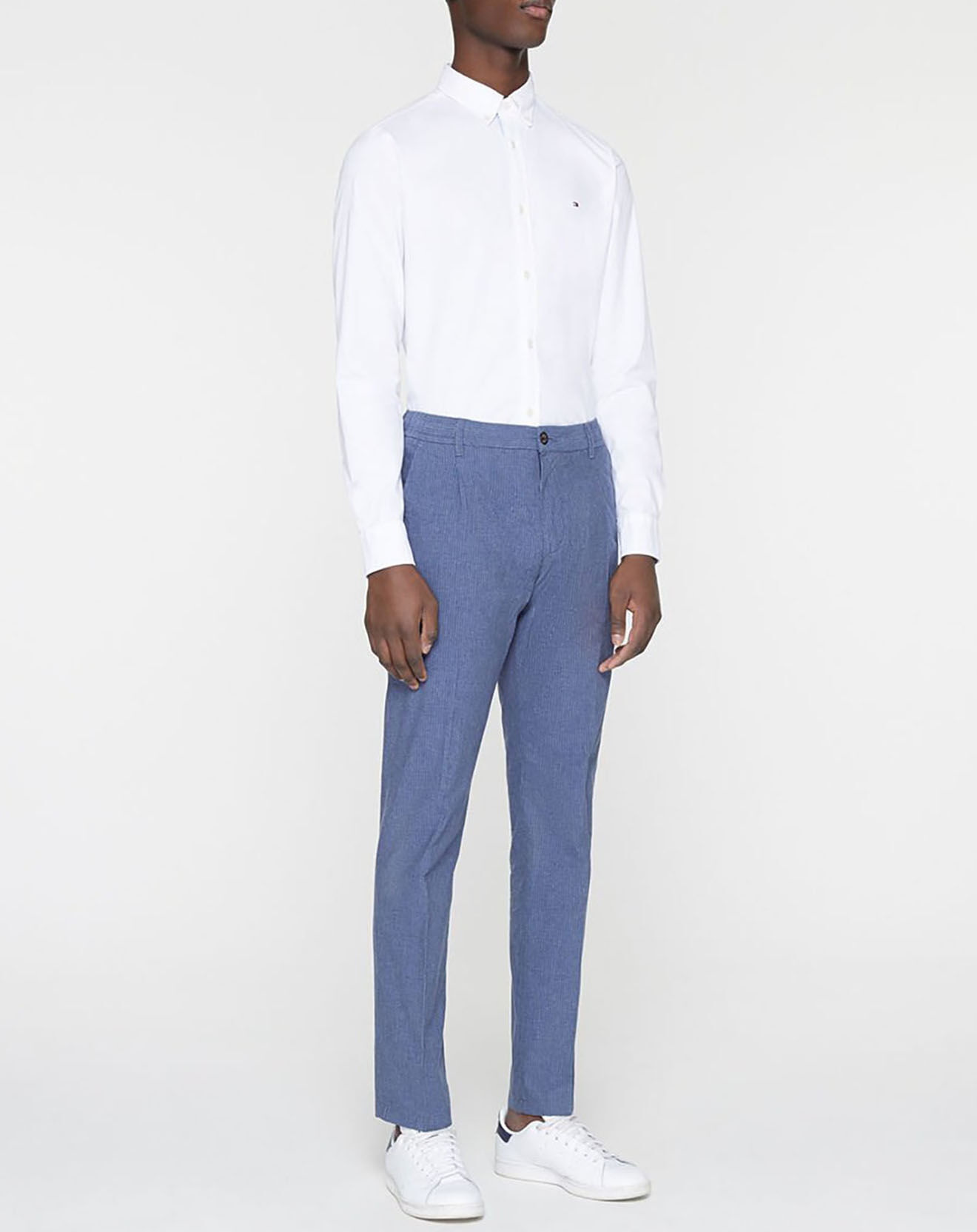 Tommy Hilfiger Pantalon regular fit denton active pinstripe bleu moyen