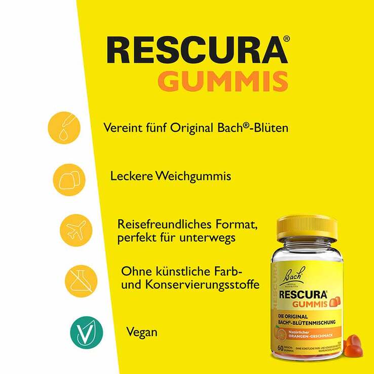 Bachblüten Original Rescura Gummis Orange, 60 St