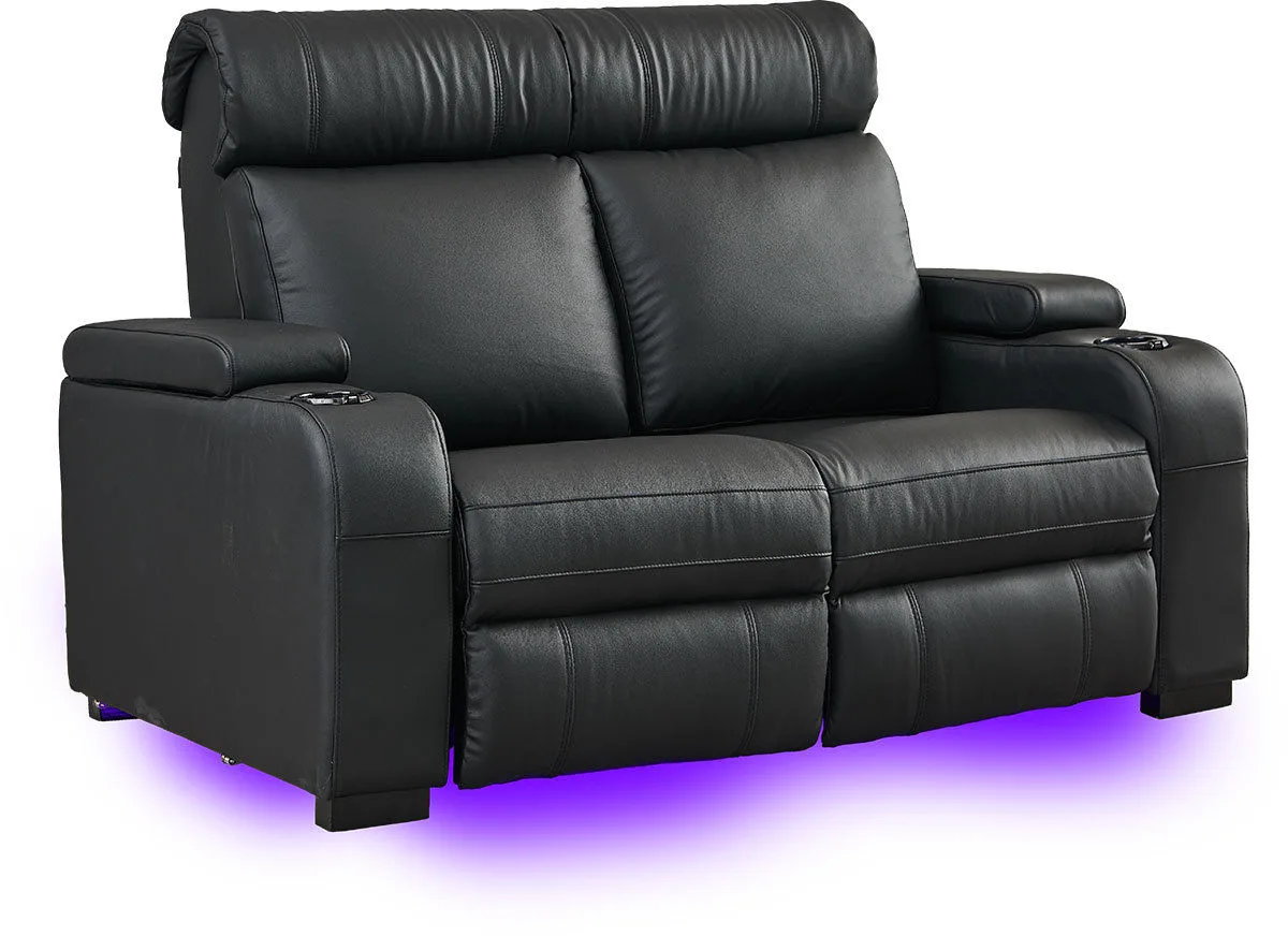 Lumene Hollywood Luxury III Noir (3 places, cuir synthétique) Fauteuils cinéma
