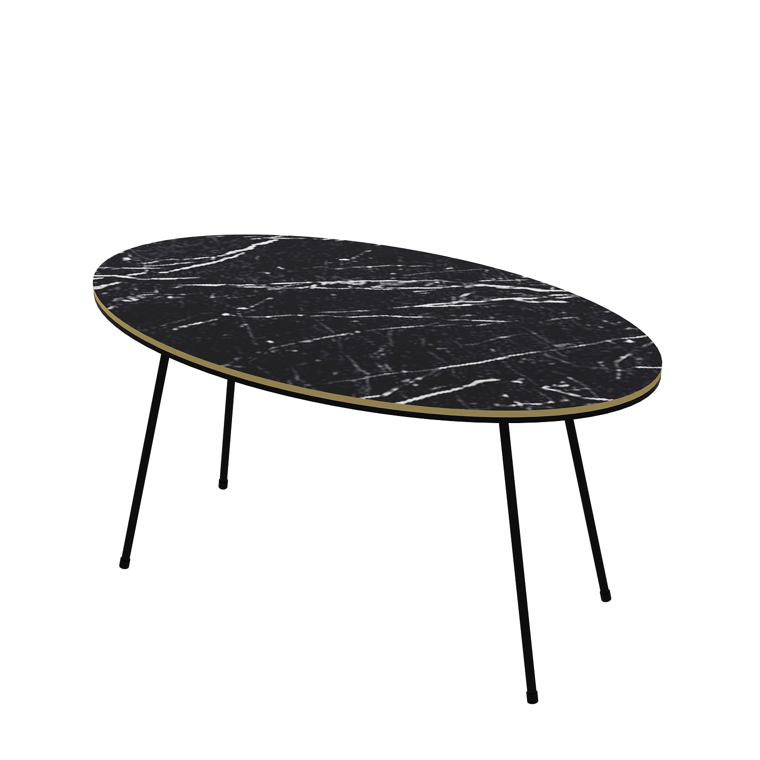 Couchtisch Marmor Optik Oval Schwarz 22126948