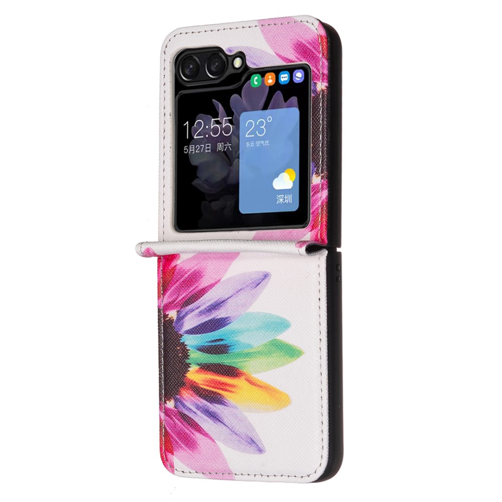 Samsung Galaxy Z Flip7 FE / Z Flip6 Leder Hardcase Schutzhülle - Sonnenblume