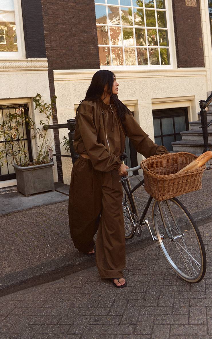Kaki Pantalon À Jambes Baril